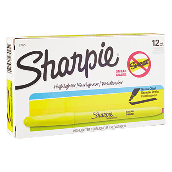 Sharpie Bright Yellow Highlighter Pens - Bulk Pack of 12