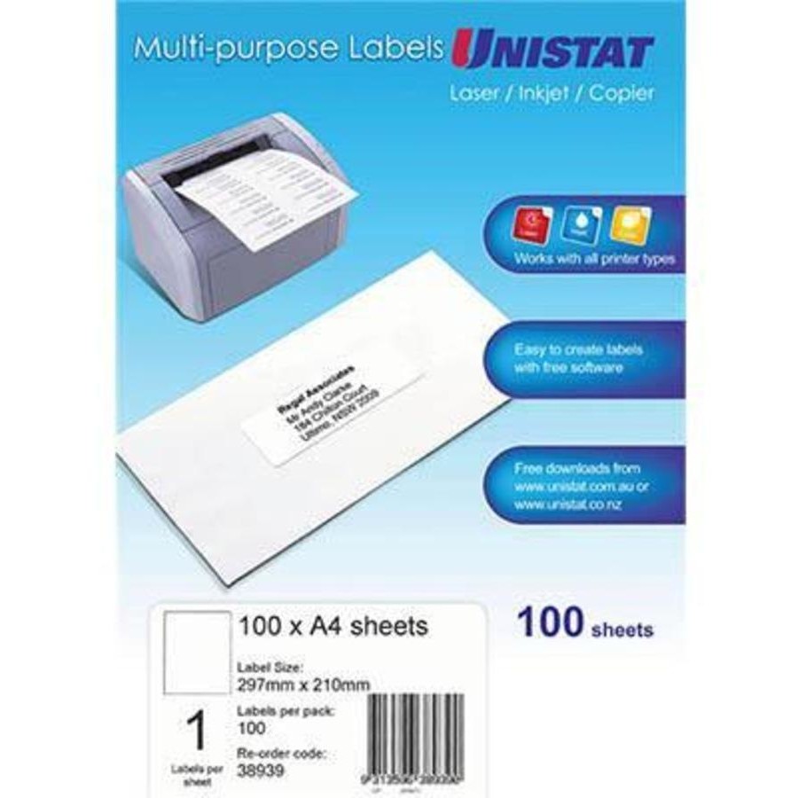 Avery Universal A4 Full Page Labels - 1 Label Per Sheet - 100 Pack