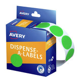 Avery Green 24mm Round Dispenser Labels - 500 Pack 