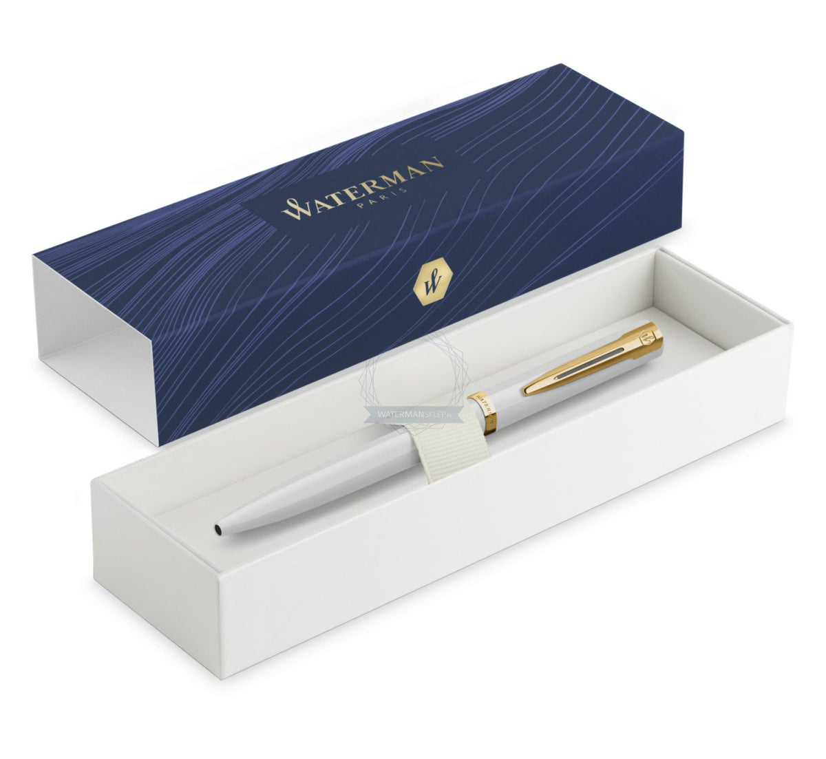 Parker Waterman White & Gold Trim Ballpoint Pen - Smooth Writing