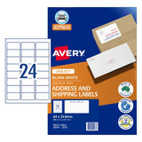 Avery AV J8159 Inkjet Labels - 24 Per Sheet, 25 Sheets