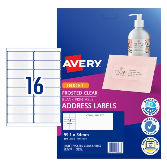 Avery J8562 Inkjet Labels | 16 Labels Per Sheet | 50 Sheets Total 