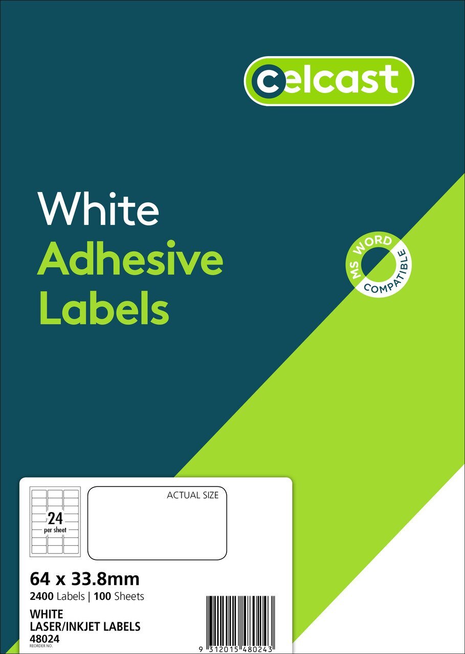 Avery 24UP Celcast Labels - 100 Sheet Pack 