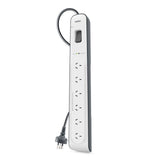 Belkin 6-Outlet Surge Protector Strip with 2M Cord - White/Grey 