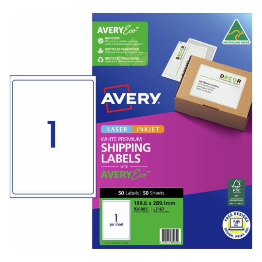 Avery Compatible Inkjet Labels L7167 - 50 Sheets 