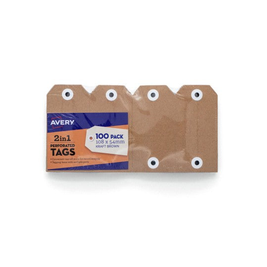 Avery Kraft Brown Tags - 100 Per Pack, Box of 10