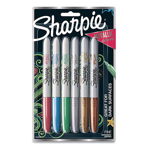 Sharpie Fine Point Metallic Markers - Assorted 6-Pack 