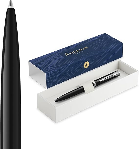 Parker Waterman Impr Black Lacquer Medium Ballpoint Pen
