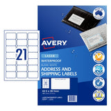 Avery L7212 Weatherproof Labels - 21 Per Sheet - 5 Packs 