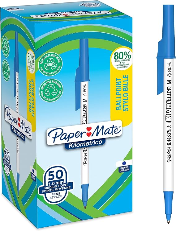 Paper Mate Kilometrico Blue Ballpoint Pens | Box of 50