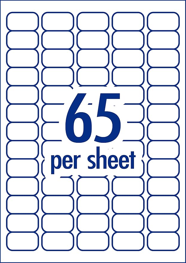 Avery AV J8651 65-Up Inkjet Labels - 25 Sheets