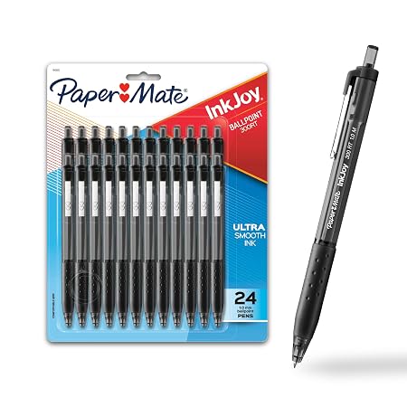 Paper Mate Inkjoy 300RT Black Retractable Ballpoint Pens, 24-Count 