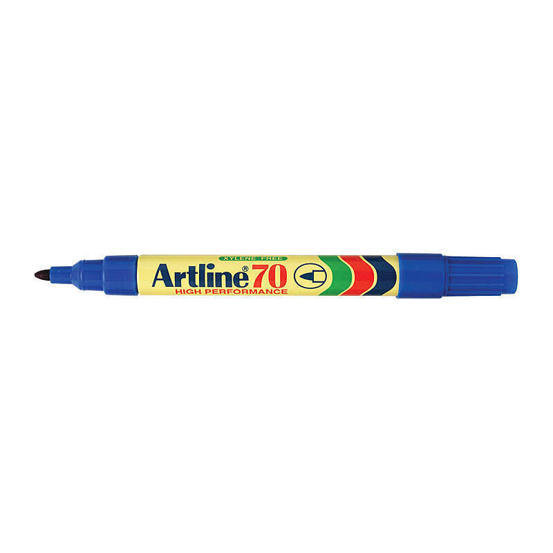 Artline 70 Permanent Marker, 1.5mm Fine Point, Blue - Box of 12 Artline