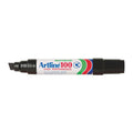 Artline 100 Black Chisel Tip Permanent Markers - Box of 6 Artline