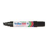 Artline 100 Black Chisel Tip Permanent Markers - Box of 6