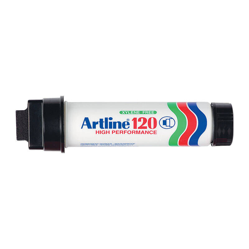 Artline 120 Black 20mm Wedge Permanent Marker - 6 Pack Artline