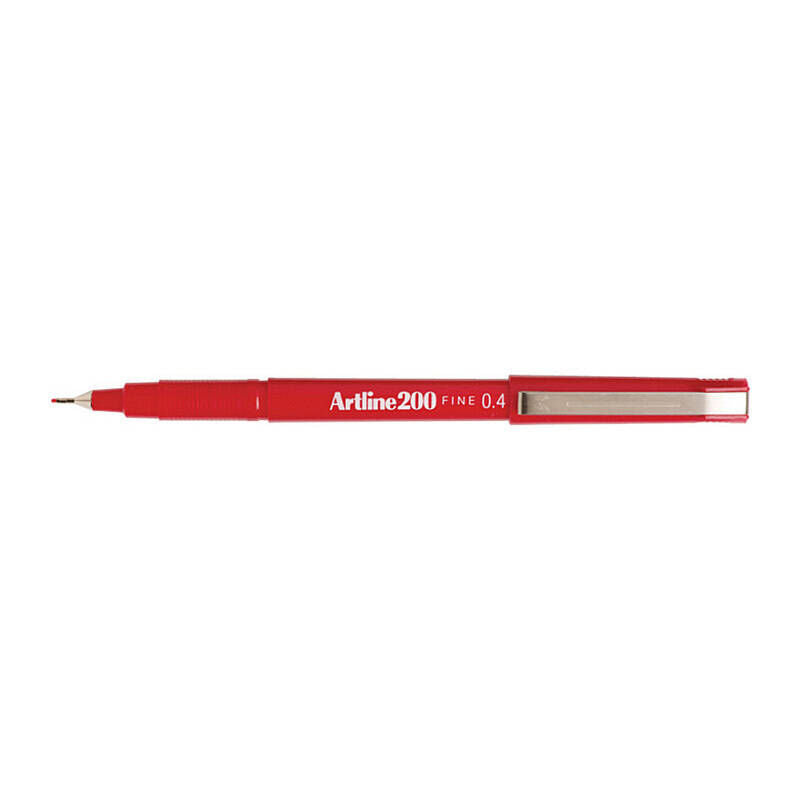Artline 200 Red Fineliner Pen 0.4mm - Box of 12 Fine Point Pens Artline