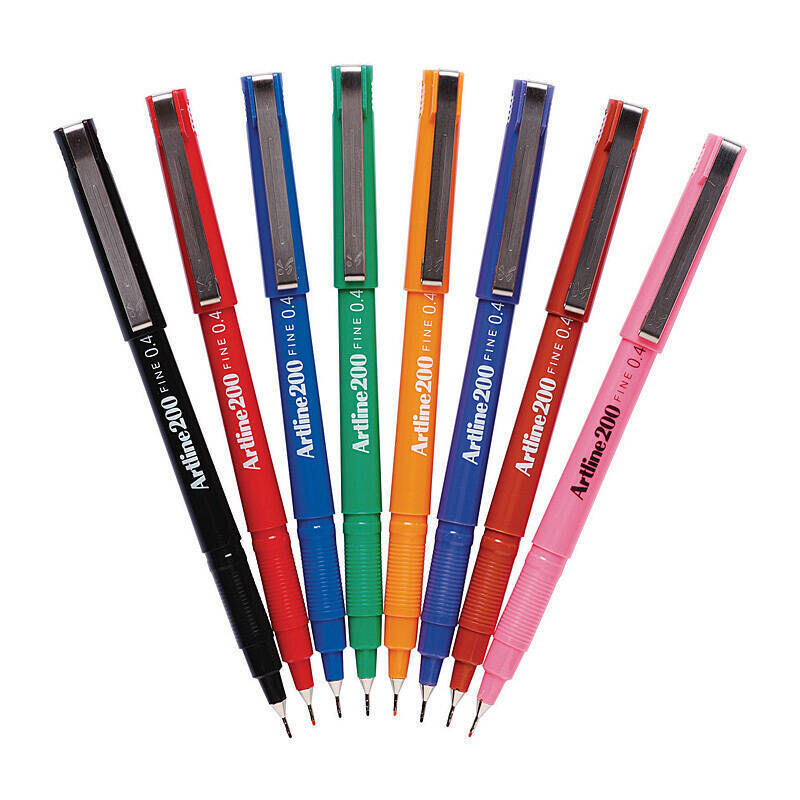 Artline 200 Fineliner Pens 0.4mm - Assorted Colors Artline