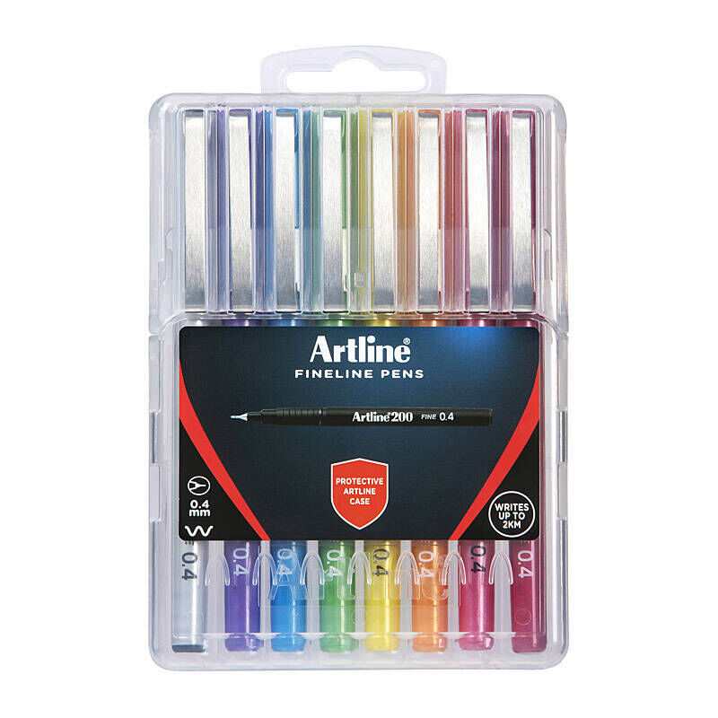 Artline 200 Fineliner Pen Set | Assorted Colors in Hard Case Artline