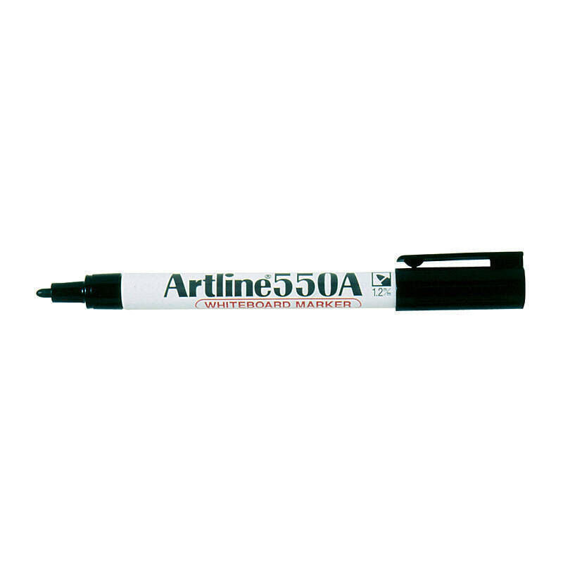 Artline 550A Black Whiteboard Markers - 1.2mm Bullet Tip (Box of 12) Artline