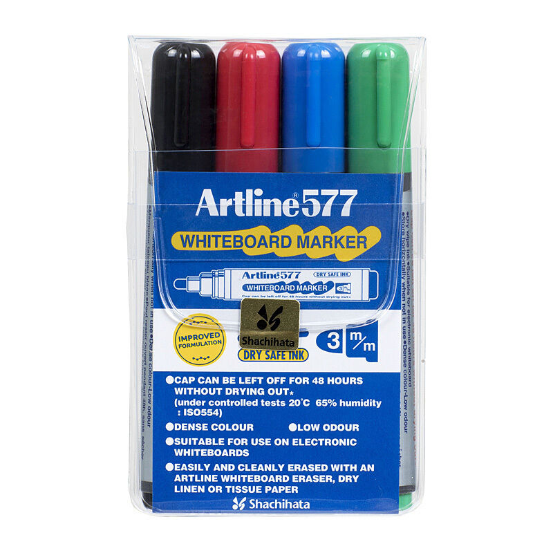 Artline 577 Assorted Whiteboard Markers - 4 Pack Artline