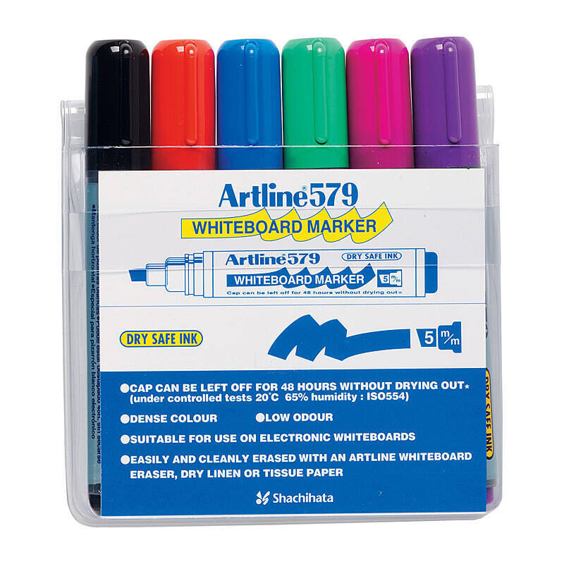 Artline 579 Whiteboard Markers - Assorted Chisel Tip 6-Pack Artline