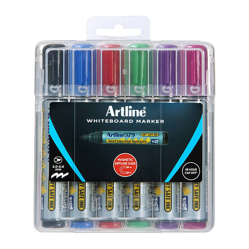 Artline 579 Whiteboard Markers - Assorted Colors 6 Pack Artline