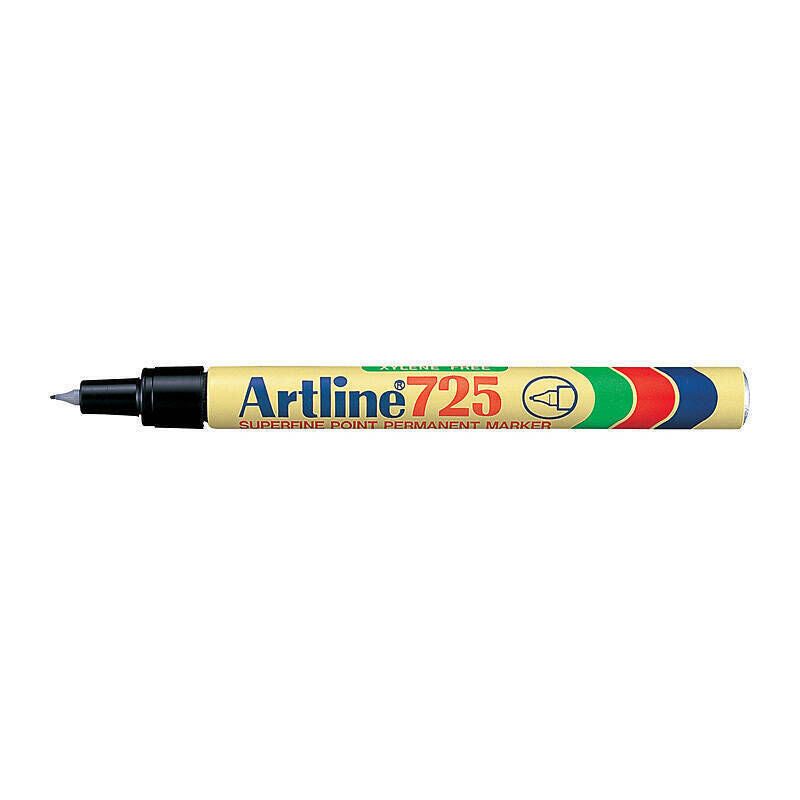 Artline 725 Black Permanent Marker - 0.4mm Fine Tip (Box 12) Artline