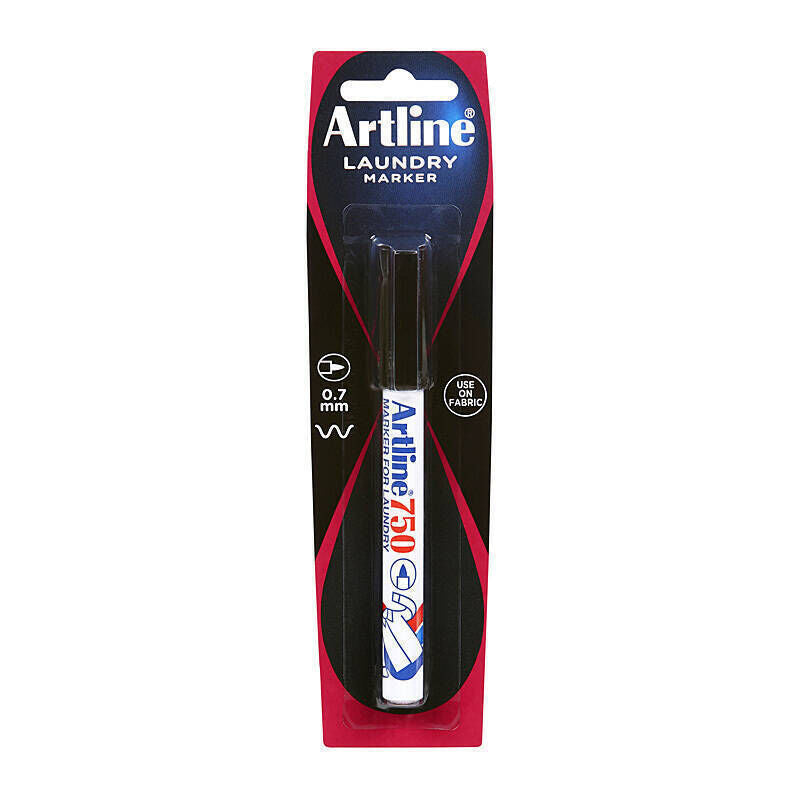 Artline 750 Black Permanent Laundry Marker - 0.7mm Fine Tip Artline