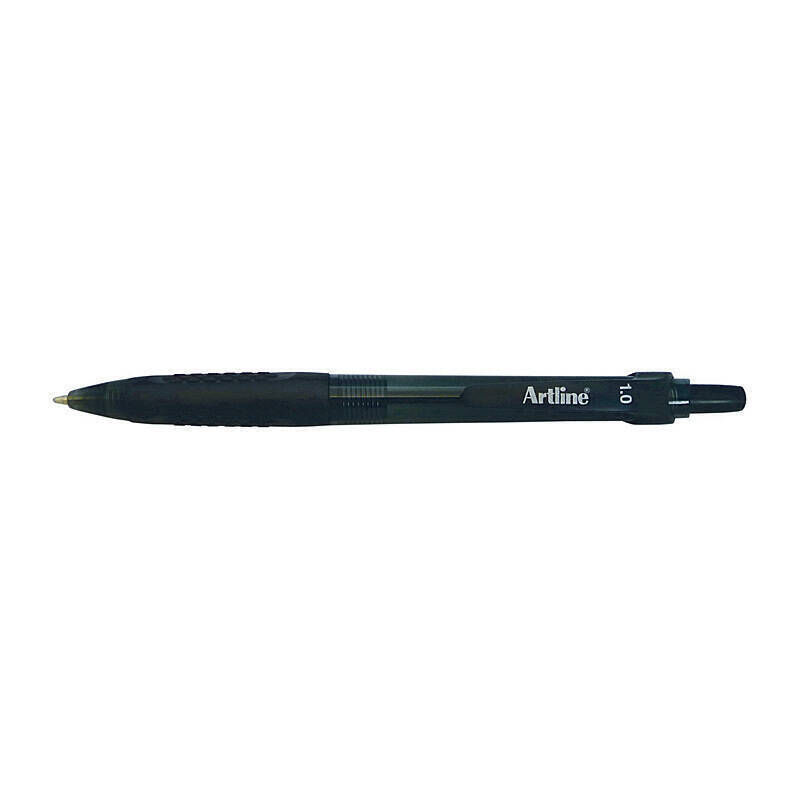 Artline Ikonic 8410 Smooth Black Retractable Grip Pens - Box 50 Artline