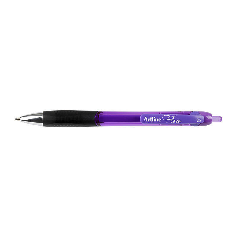 Artline Flow Retractable Purple Pen - Smooth Ink (Box of 12) Artline