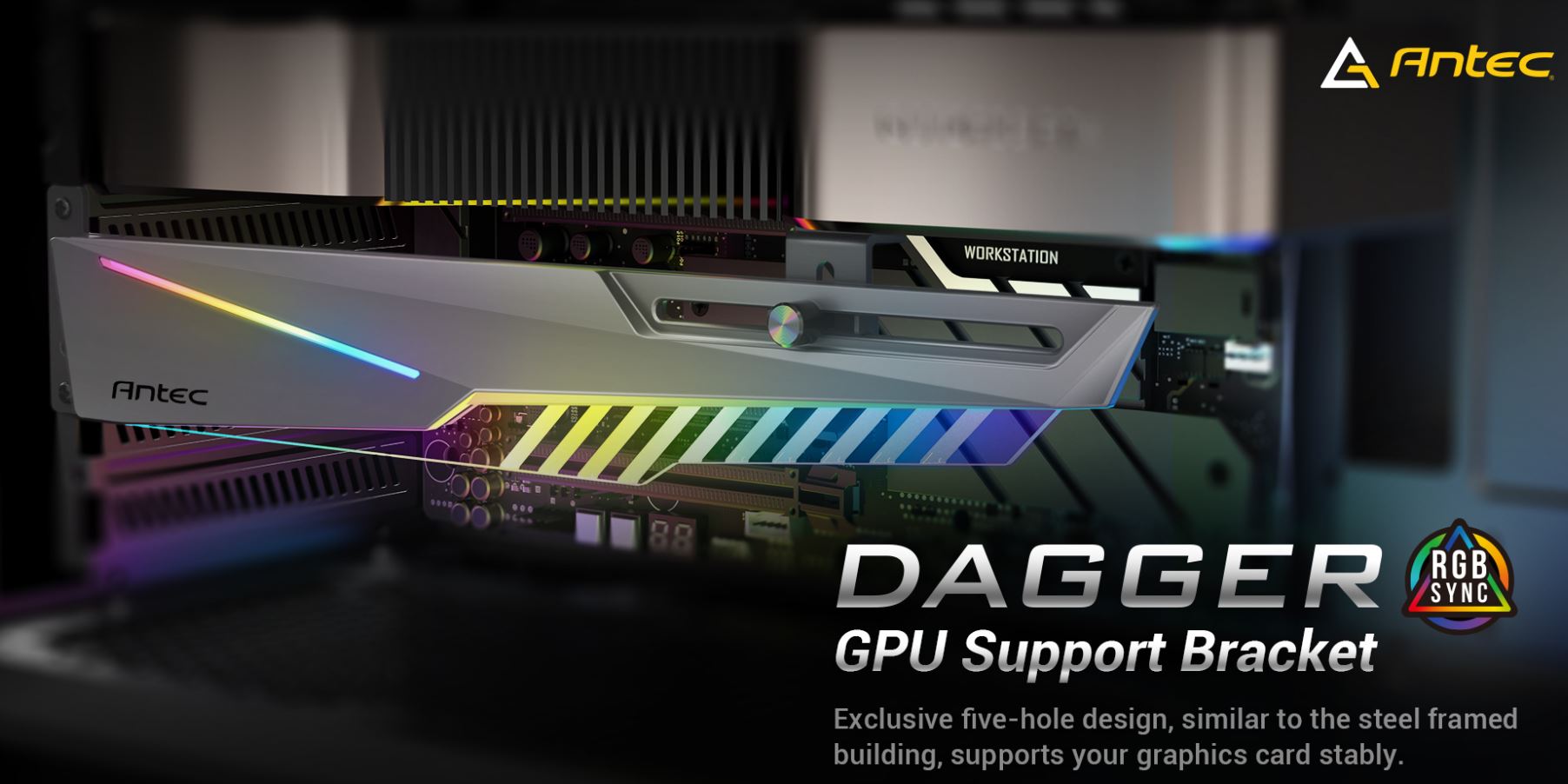 Antec Dagger ARGB GPU Support Bracket - Adjustable Anti-Sag Holder