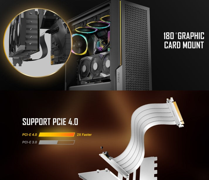 200mm PCIe 4.0 Riser Cable - Flexible GPU Extension for Gaming PCs Antec