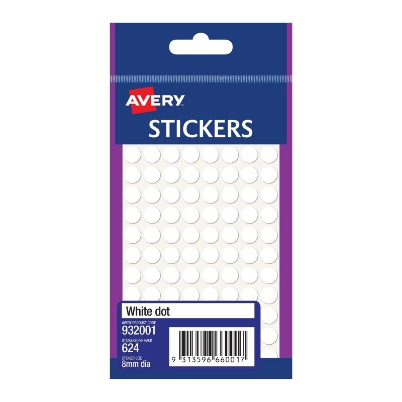 Avery 8mm White Dot Stickers - 624 Pack | Multi-Purpose Labels Avery