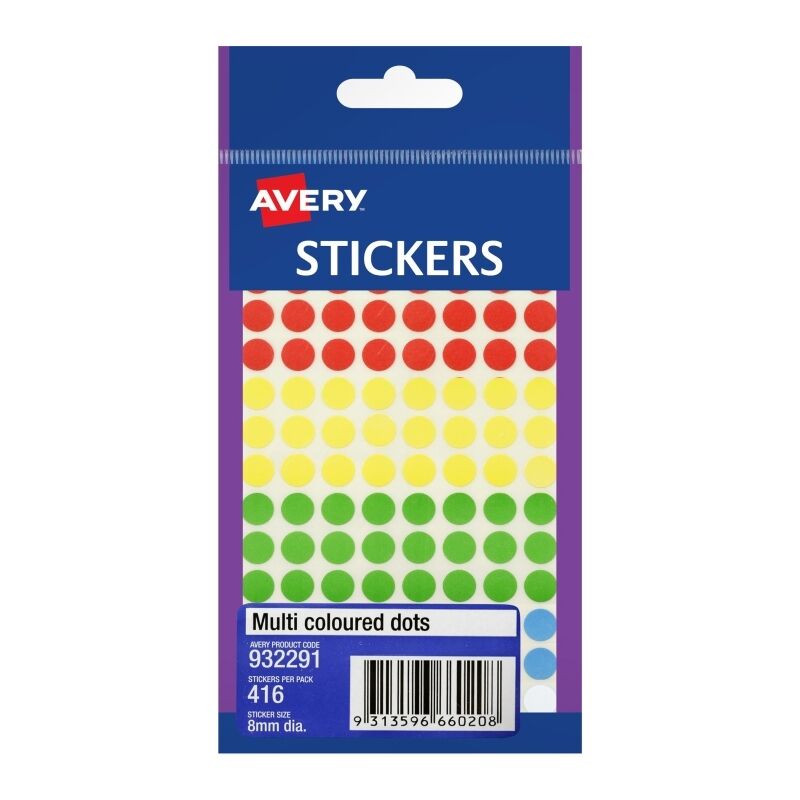 Avery 8mm Multi Dot Stickers | Colour Coding & Organizing Labels Avery