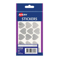 AV Med Silver Heart Stickers - Box of 10 