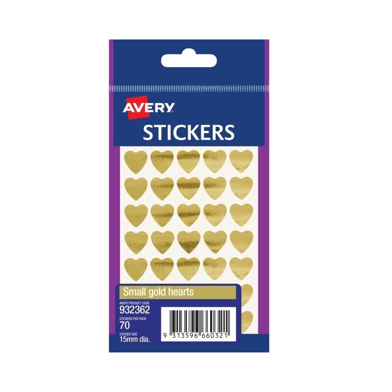 Gold Heart Stickers 15mm - Perfect for Kids' Merit Awards Avery