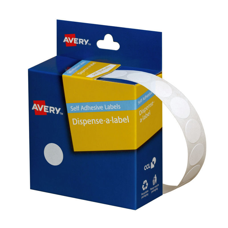 Avery Handwritable White Dispenser Dots 14mm - Roll of 1200 Avery