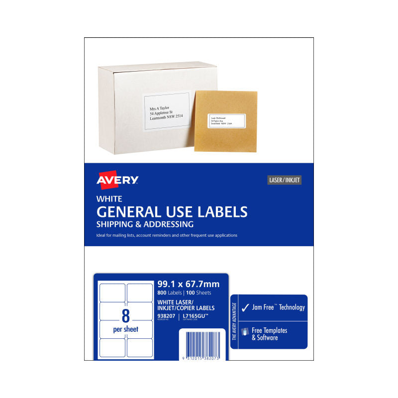 Avery L7165GU General Use Labels 99.1x67.7mm Avery