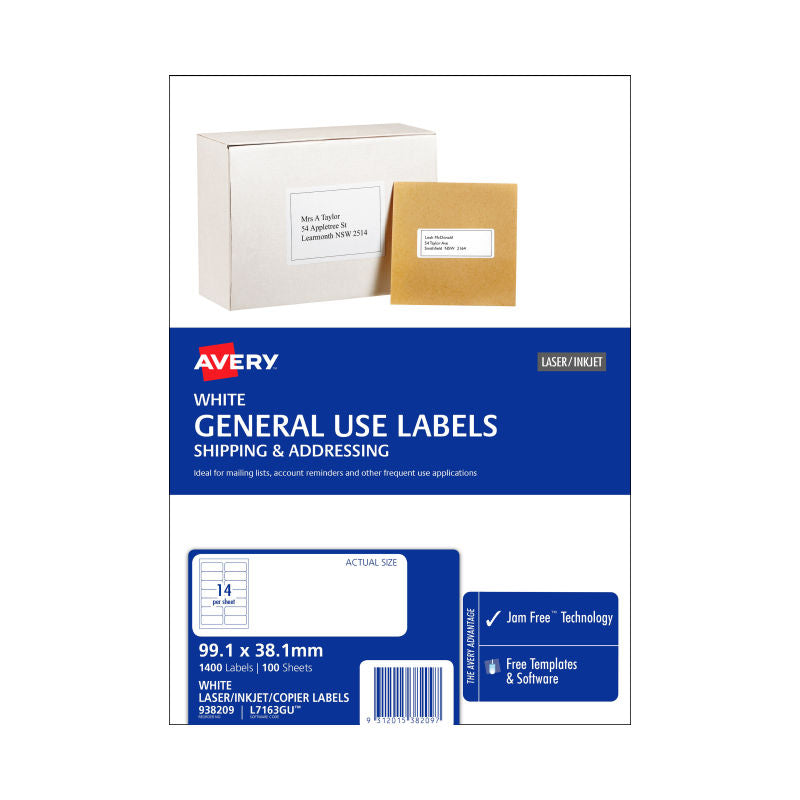 Avery L7163GU General Use Labels 99.1x38.1mm 14 Up Avery