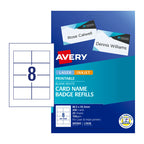 Avery L7418 Name Badge Refills - 200 Printable Cards 86.5x55.5mm Avery