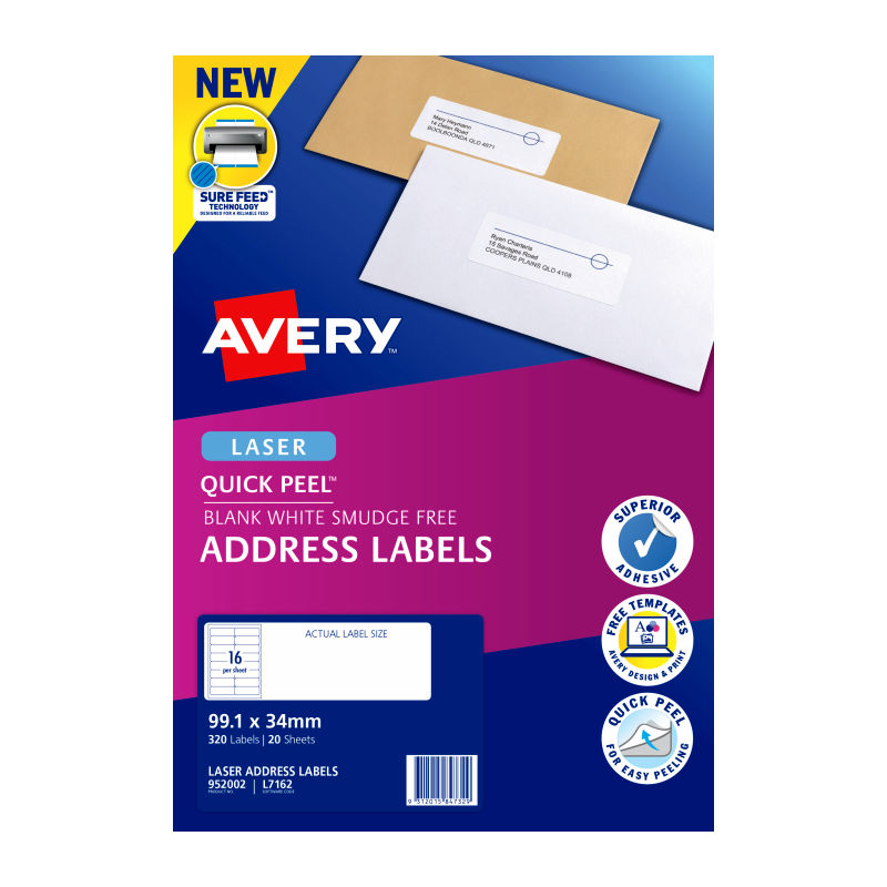 Avery L7162 Quick Peel Laser Address Labels - Jam-Free Printing Avery