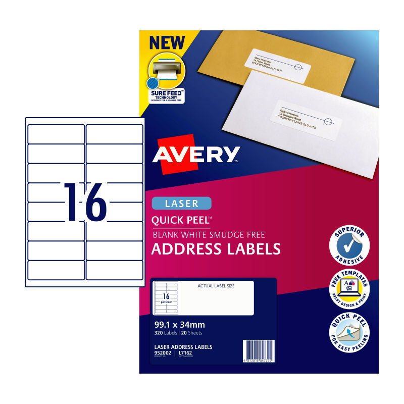 Avery L7162 Quick Peel Laser Address Labels - Jam-Free Printing Avery