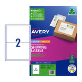 Avery Eco-Friendly L7168 Labels - 2 Per Sheet, Pack of 100 