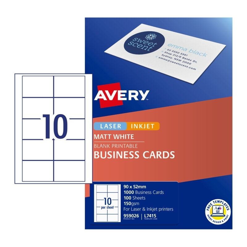 Avery Matt Printable Business Cards L7415 - Easy DIY Print Avery