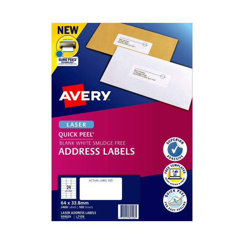 Avery L7159 Laser Address Labels - Jam Free, Quick Peel 24Up Avery
