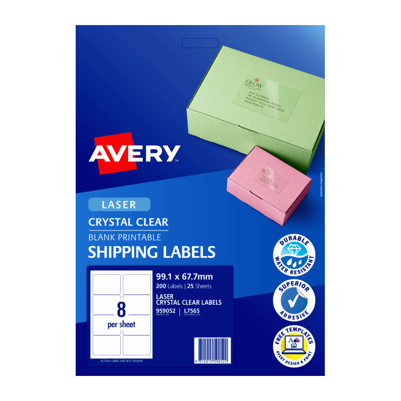 Avery L7565 Clear Laser Shipping Labels - Durable, Waterproof Avery