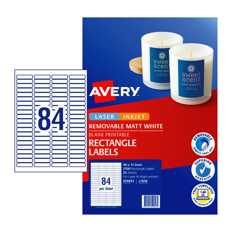 Avery Multi-Purpose Labels L7656REV for Slides & USBs (46x11mm) Avery