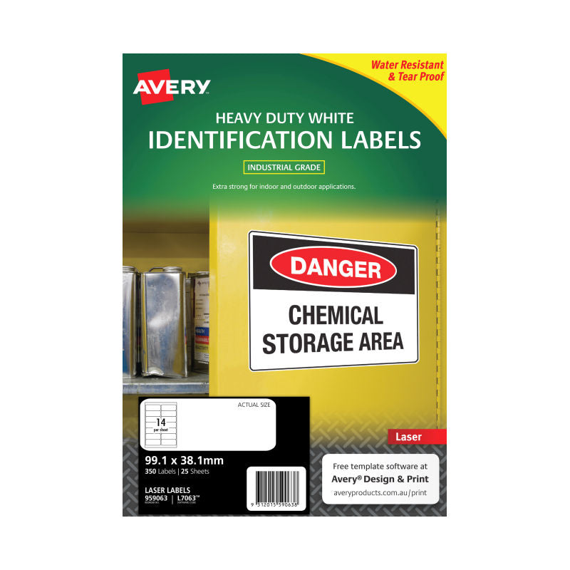 Avery L7063 Heavy Duty Labels | Waterproof & Tear-Proof | Outdoor Use Avery
