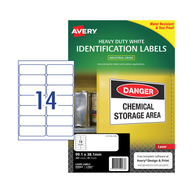 Avery L7063 Heavy Duty Labels | Waterproof & Tear-Proof | Outdoor Use Avery
